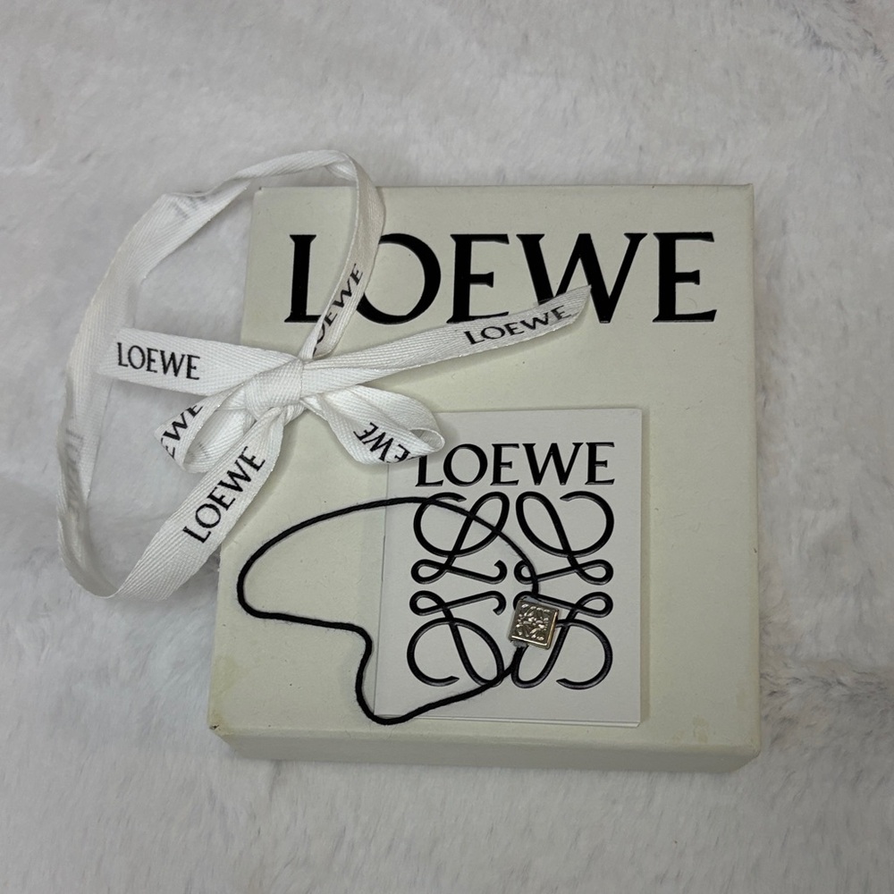 Loewe Black Cord Bracelet with Silver Accent, Box, Ribbon, Booklet, and Tissue